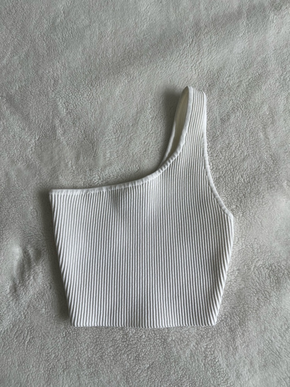 Aritzia White Babaton One Shoulder Crop Top